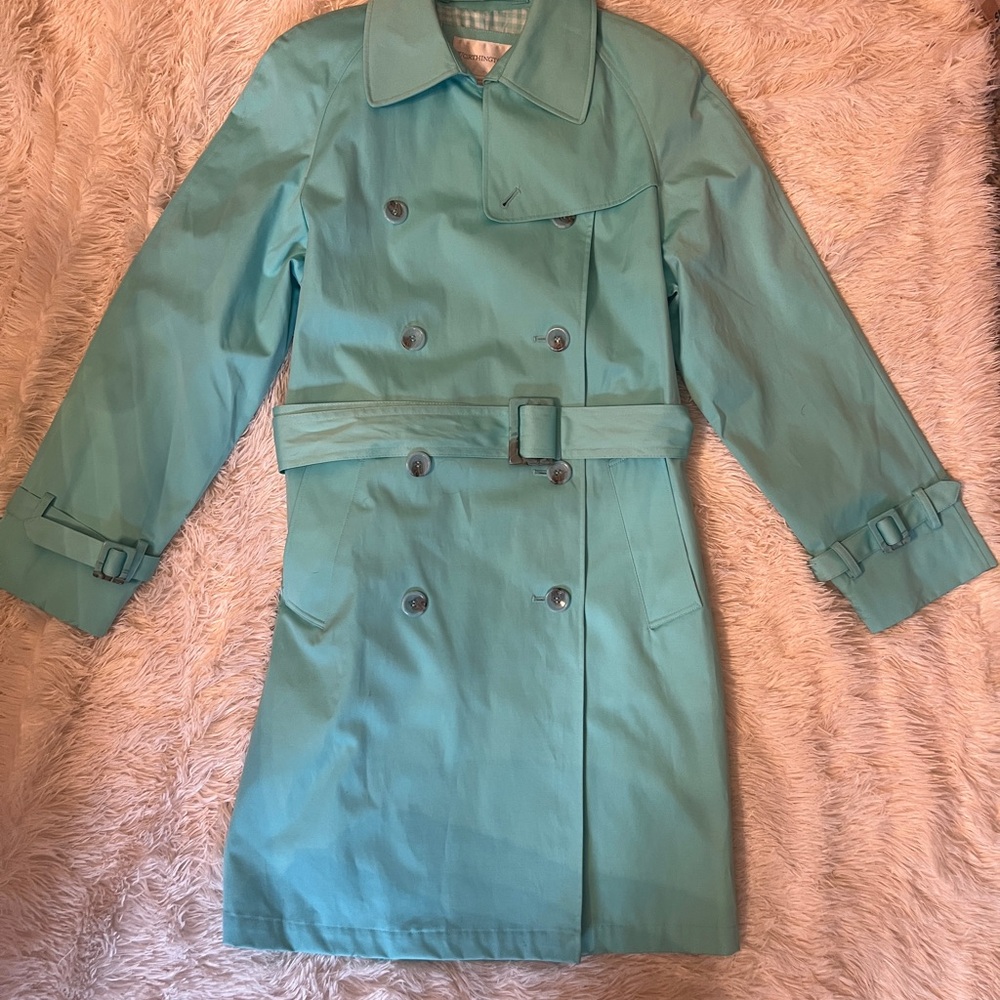 NWT Women’s Designer Teal Double-Breasted Trench Coat
